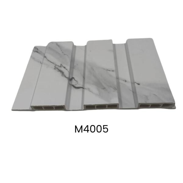 LAMINAS ACANALADAS DECORATIVAS 2 CANALES BAJOS PARA INTERIOR COLOR BLANCO CON VETEADO GRIS M4005