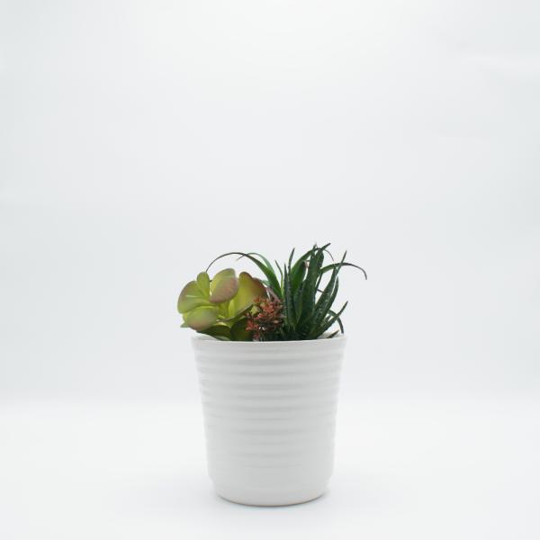 TERRARIO. FLORERO CERAMICO BLANCO