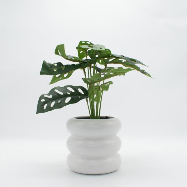 MONSTERA. FLORERO CERAMICO BLANCO
